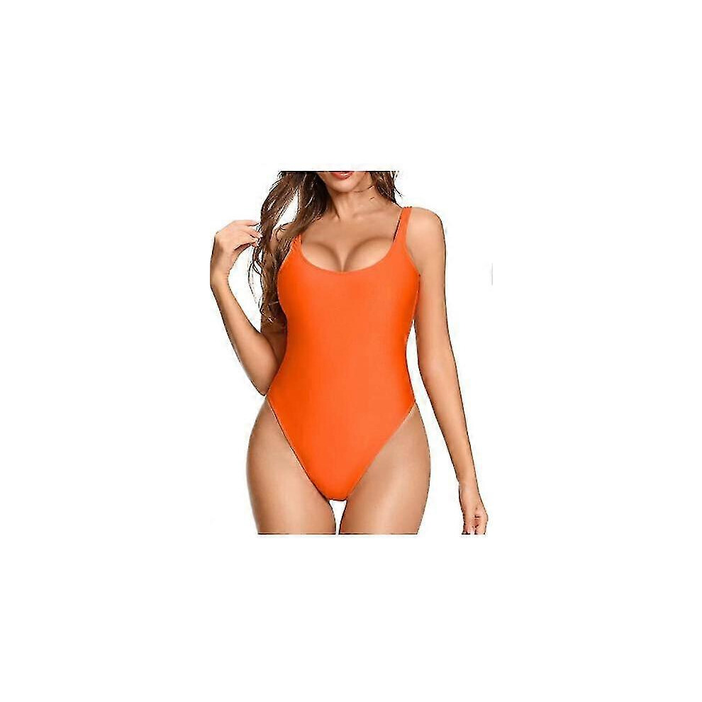 (XXL, Orange) 2025 Swimsuit for Women&#39;s Retro Inspired High Cut Low Back One Piece Swimwear Bathing Suits S-2XL-image-OPC-PG6PMFY-NEW