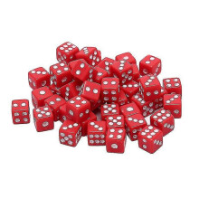(Red, One size) New 50pcs Dices Gaming Dice Acrylic Standard Six Sided Dice for Birthday Parties Board Game