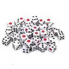 (White, One size) New 50pcs Dices Gaming Dice Acrylic Standard Six Sided Dice for Birthday Parties Board Game