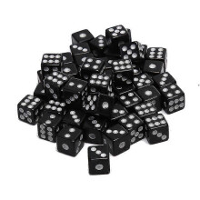 (Black, One size) New 50pcs Dices Gaming Dice Acrylic Standard Six Sided Dice for Birthday Parties Board Game