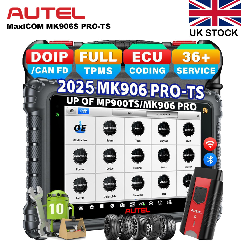 Autel MaxiCOM MK906S Pro-TS All System Auto Diagnostic Tool TPMS Programming ECU Coding Bi-directional Control Scanner