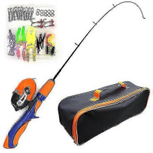 (Orange, One size) Kids Fishing Pole Set Full Kits With Telescopic Fishing Rod And Spinning Reel Baits Hooks Set for Child