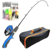 (Blue, One size) Kids Fishing Pole Set Full Kits With Telescopic Fishing Rod And Spinning Reel Baits Hooks Set for Child