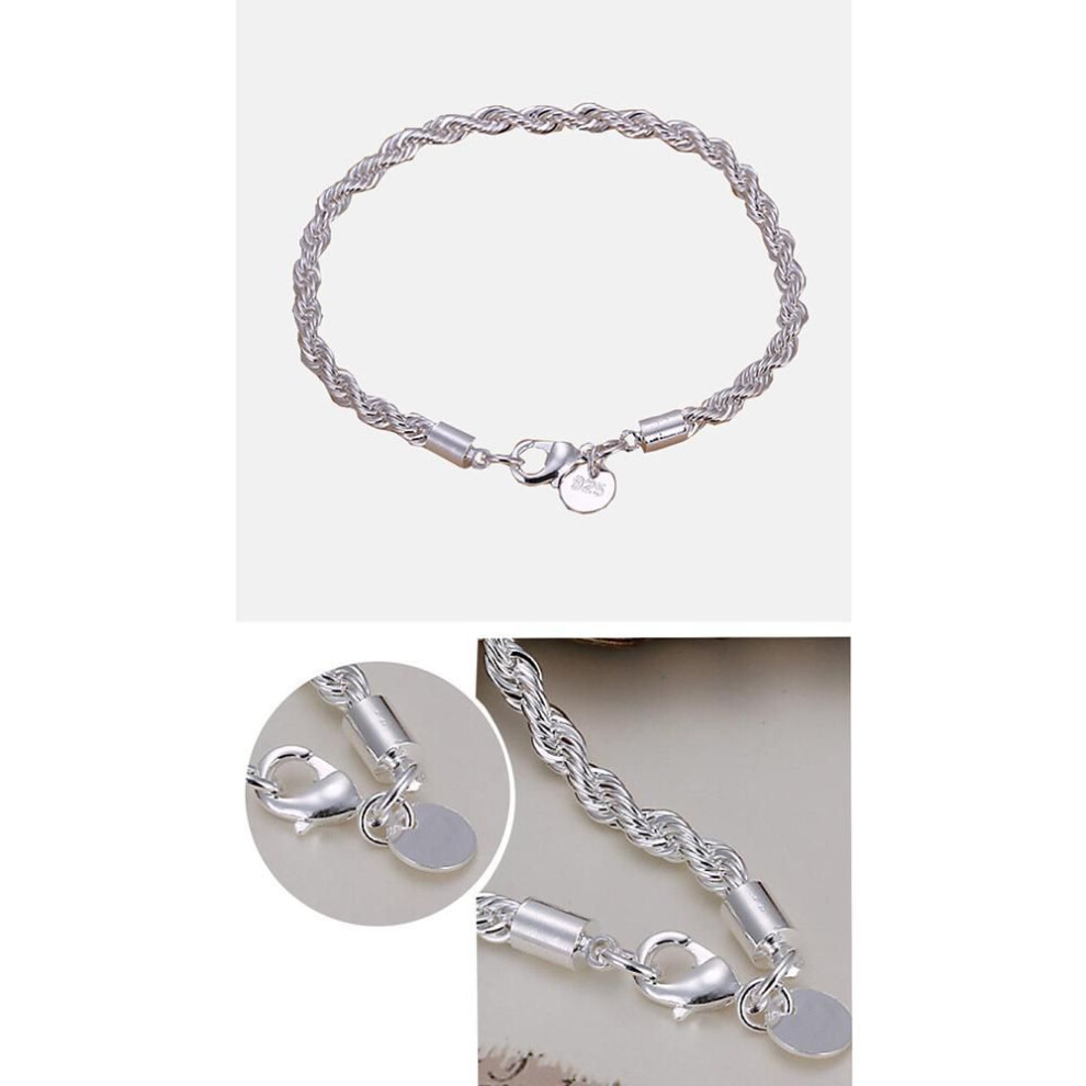 (silver, 20*0.4cm) Women Bracelet Rope Twisted Style Hand Chain Bangle