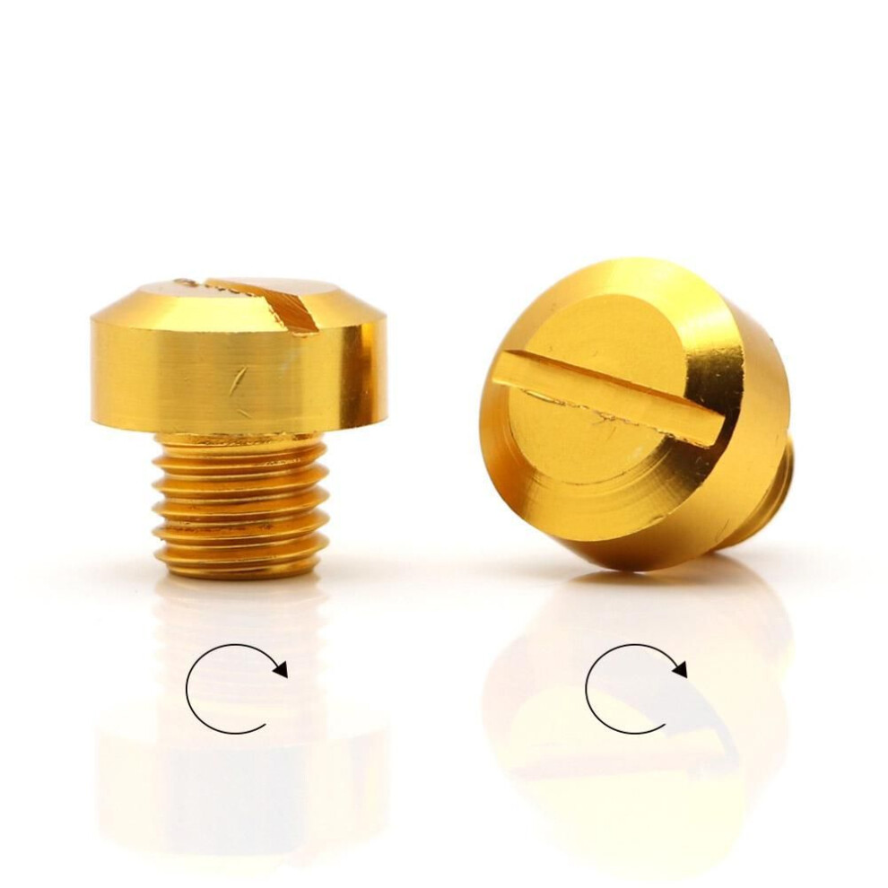 (gold) 2 Pcs Universal Aluminum Alloy Motorcycle Clockwise M10*1.25 Mirror Hole Plug Screw Bolts Covers For Suzuki Yamaha Honda Kawasaki