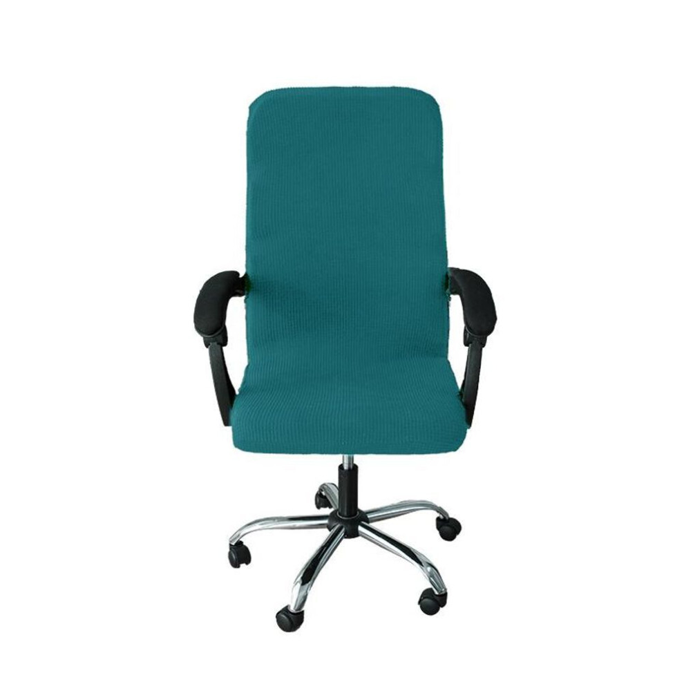 (dark cyan, L) Waterproof High Stretch Spandex Office Chair Covers Computer Seat Chair Cover Removable Office Seat Chairs Slipcovers