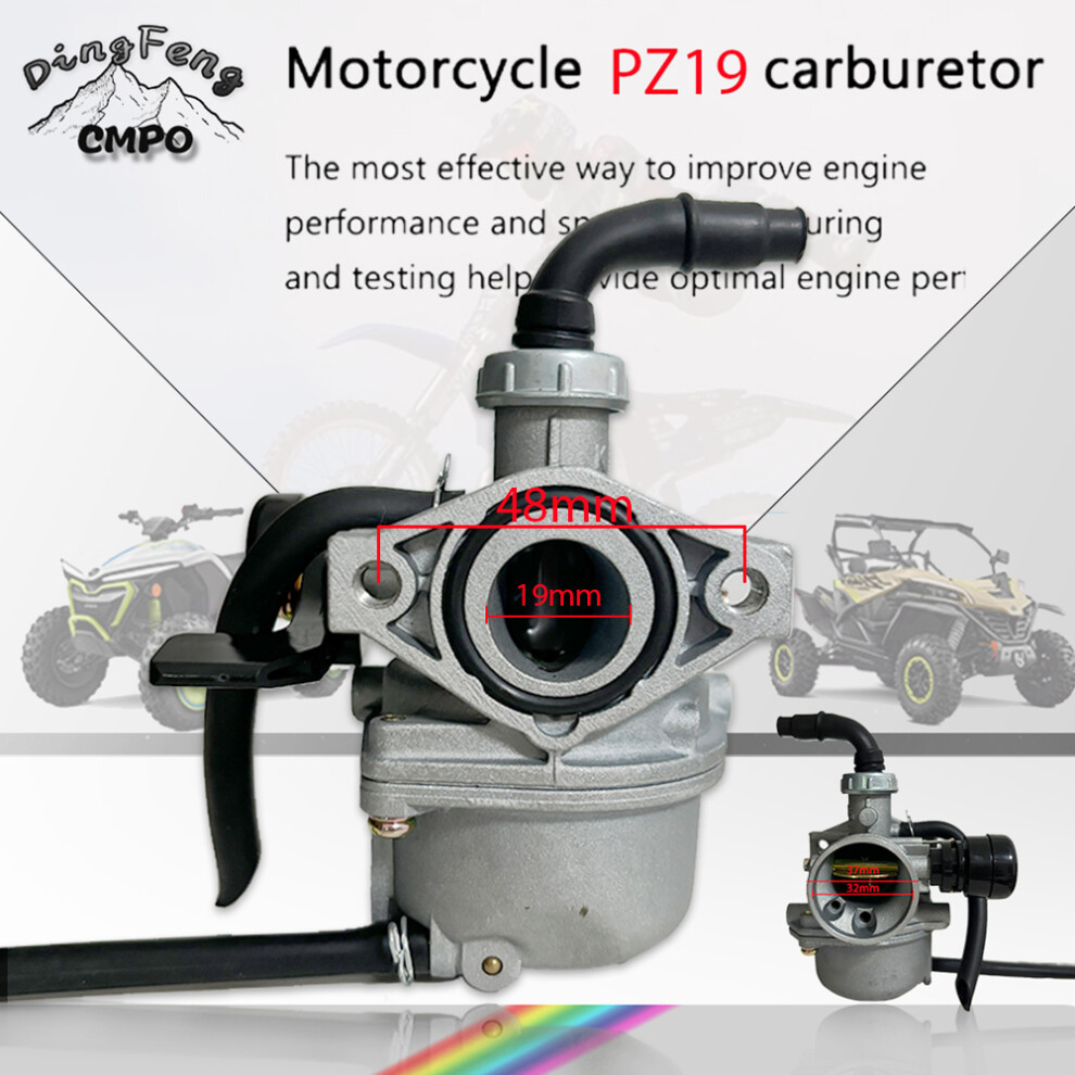 (1Pcs) Pz19 Motorcycle Carb 19Mm Hand Choke Carburetor For 50Cc 70Cc 90Cc 110Cc Off Road Motorcycle Dirt Pit Bike Quad Atv 6935462399758