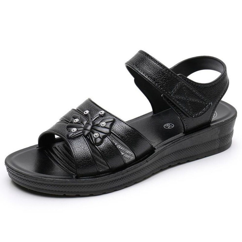(black, 39) New Summer Ladies Sandals Outer Wear Fashion Ladies Slippers Flat Non-slip Sandals