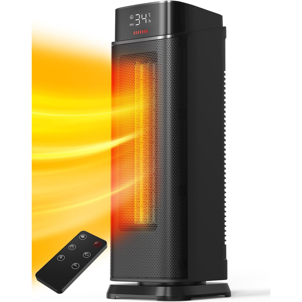 Heater 2000W PTC electric heater with 4 modes Energy saving ECO mode 90 oscillation 24 hour timer Remote control Quiet and powerful fan heater