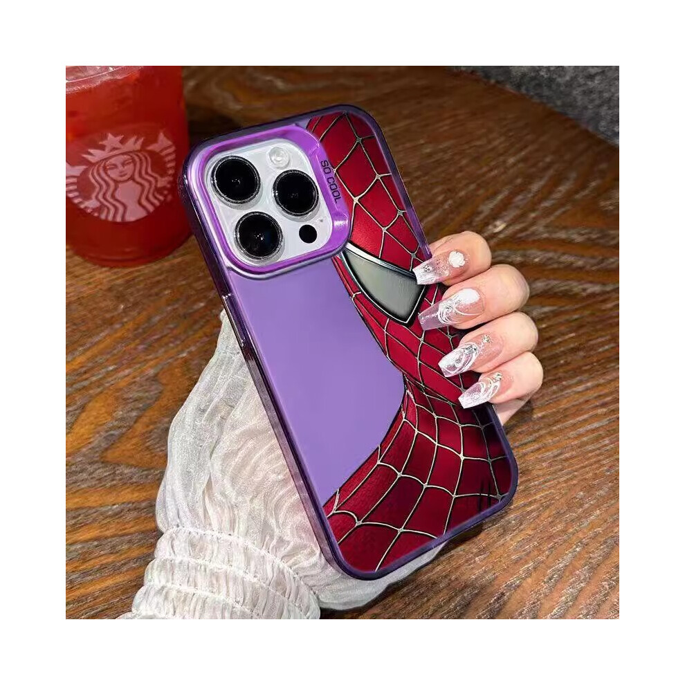 (, For Iphone Xr) Luxury Imd Lens Circle Spider Man Cartoon Skin Tpu Purple 959826513327