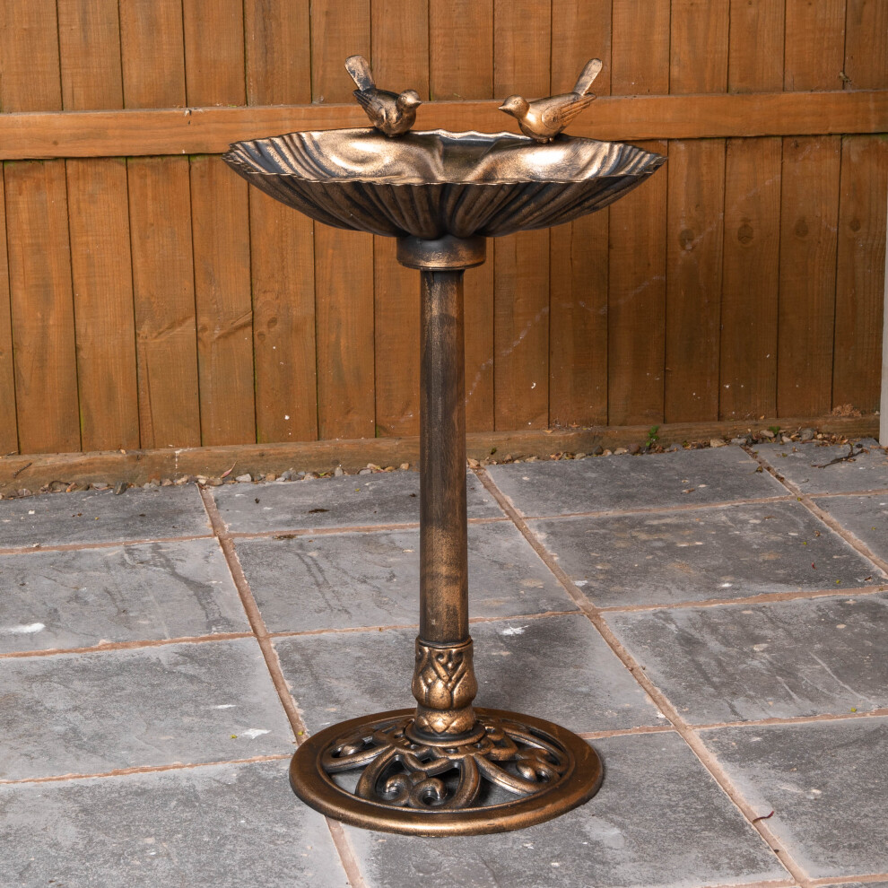 Samuel Alexander 81Cm Bronze Effect Garden Patio Bird Bath With Bird Sculptures