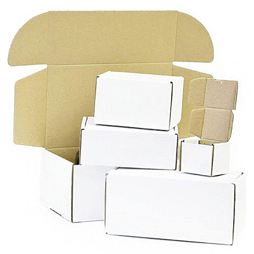 25 x 5 x 4 x 3" (120x100x80mm) White Single Wall Postal Die Cut Boxes 2