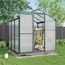 6ft × 6ft Aluminium Hobby Greenhouse with Base and Window Opening