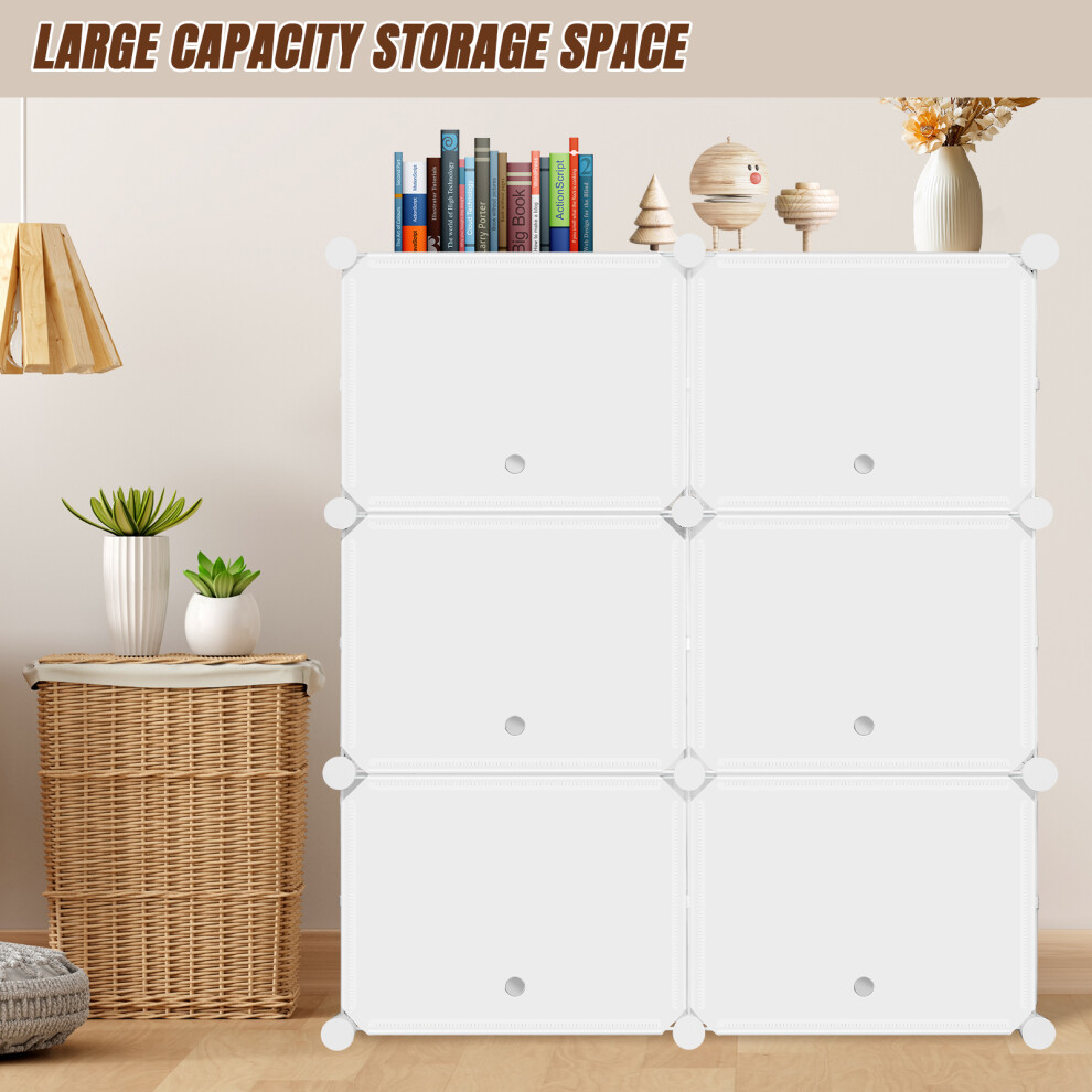 (6 Slots) Plastic Shoe Storage Cabinet with Doors, 30 x 40 x 30 cm Per Slot, Durable Shoe Rack Organizer for Entryway, Closet Bedroom