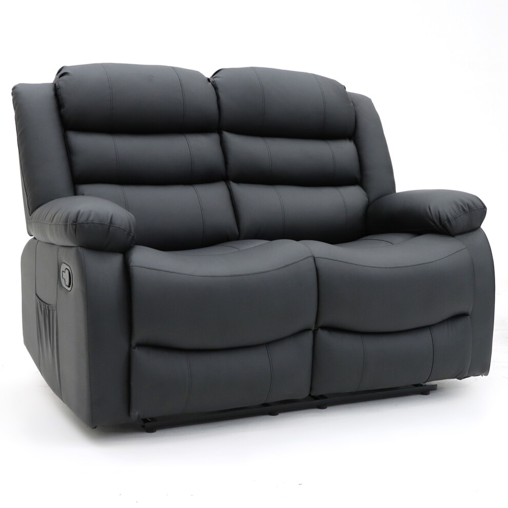 (2 Seater, Black) TU Recliner Black and Grey Sofa With Cup Holders