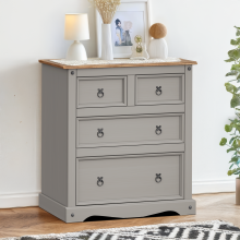 Corona Grey Wax Compact 2+2 Chest Of Drawers Wooden Pine