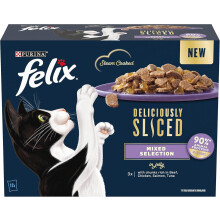 Felix Deliciously Sliced Adult Wet Cat Food Mixed Selection 12x80g, Pack of 4