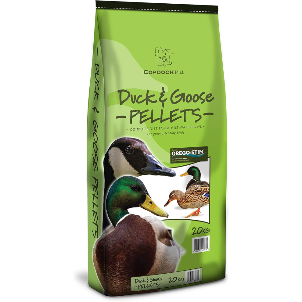 Copdock Mill Store Copdock Mill Duck & Goose Pellets A Complete Diet For Adult Waterfowl Ideal For Ground Supports Digestive Health Containing Natural Oregano Oil (20Kg)