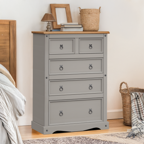 Mercers Furniture Corona Grey Wax Compact 2+3 Chest
