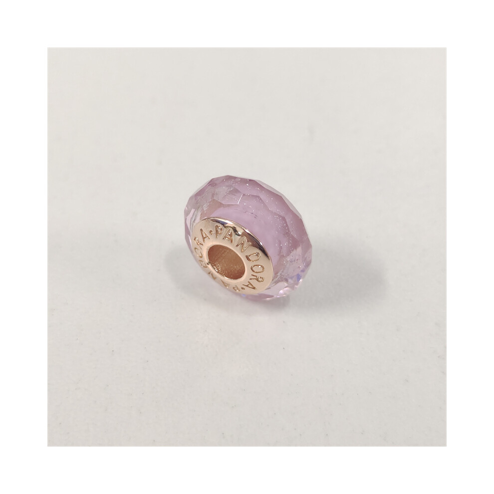 Pink shimmer pandora rose gold plated faceted murano glass charm