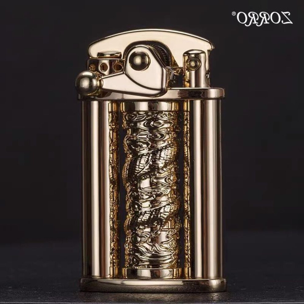 Yeuligo Z629 Dragon Pillar Rotating Rocker Arm Kerosene Lighter Carving Personality Creative Decompression Lighter Rotating Dragon Pillar