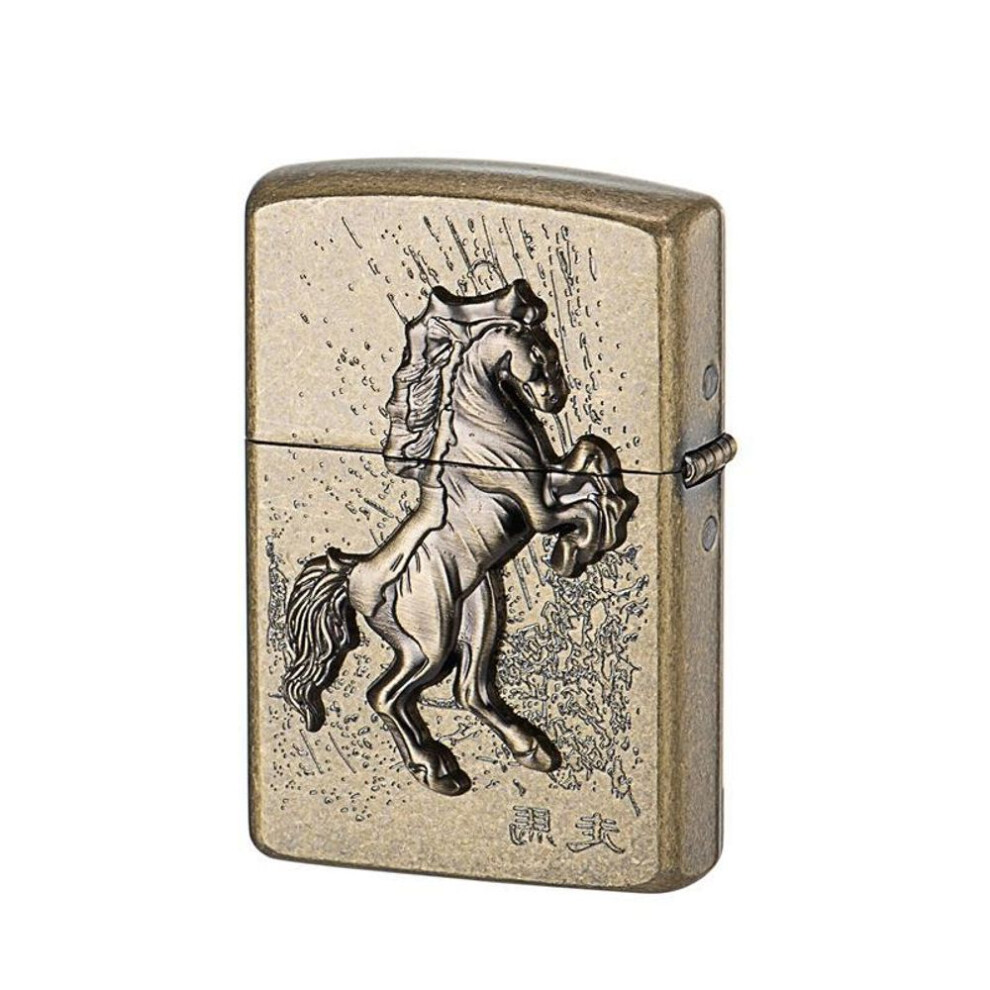 Yeuligo Z92047 Classic Carved Version Knurling Relief Horse Pure Copper Shell Kerosene Windproof Lighter Factory Wholesale