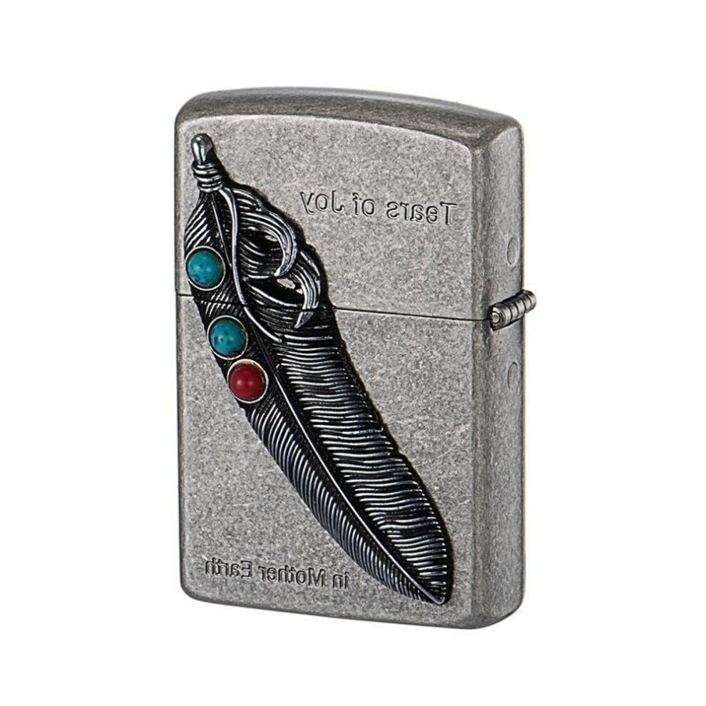 Yeuligo Turquoise/Silver Z9667c Carved Version Feather Antique Knurling Vintage Kerosene Windproof Lighter Factory Wholesale