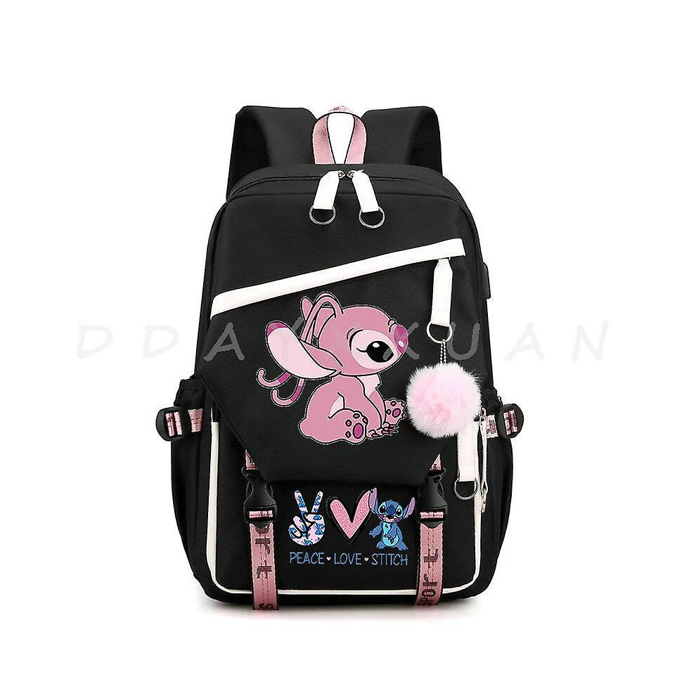 (Green) Lilo And Stitch Backpack Waterproof Bookbag Laptop Rucksack Travel USB Large Capacity Mochila School Bag For Kids