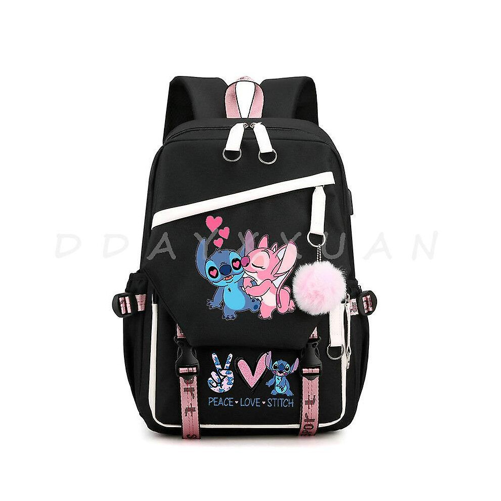 (Gray) Lilo And Stitch Backpack Waterproof Bookbag Laptop Rucksack Travel USB Large Capacity Mochila School Bag For Kids
