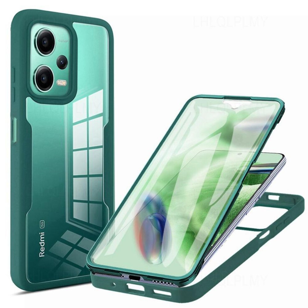 (green, Redmi 12) Front + Back Protect Shockproof Case For Xiaomi 13t Pro Redmi Note 13 12 Pro 5g 12c A1 A2 Plus 12s 360 Degrees Cover