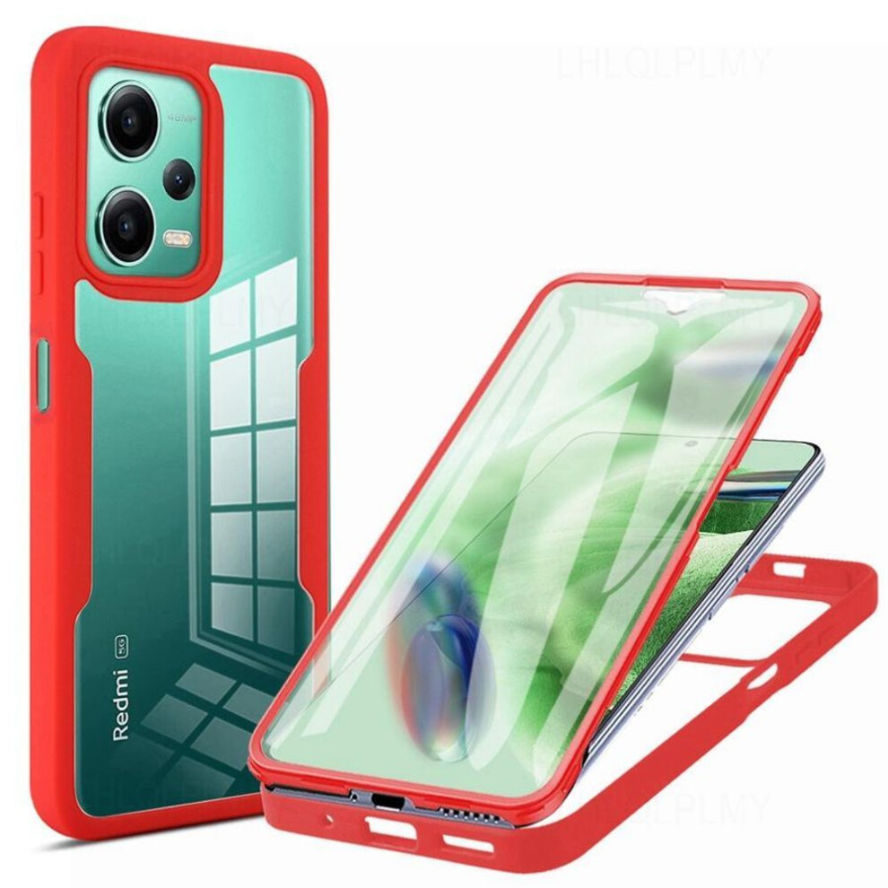 (red, redmi note13) Front + Back Protect Shockproof Case For Xiaomi 13t Pro Redmi Note 13 12 Pro 5g 12c A1 A2 Plus 12s 360 Degrees Cover