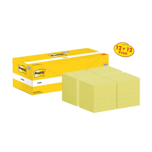 Post-it Notes 76x76mm 100 Sheets Canary Yellow VALUE PACK (Pack of 24)