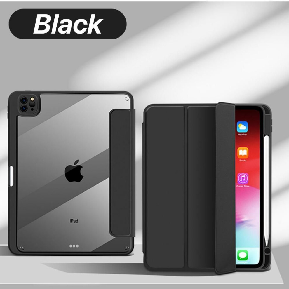 (black, iPad 10.2 7th 8th9th) Leather Case for IPad Pro 12.9in 4/5/6th 11in 2/3/4th with Pencil Holder Transparent Case for IPad 5/6/7/8/9/10th Air4/5 Mini6 Protection Cover