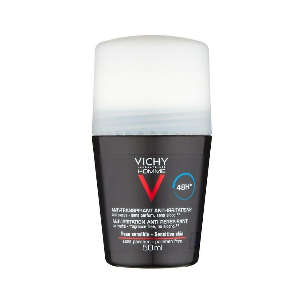 New Vichy Homme 48Hr Anti Perspirant Sensitive Skin Deodorant Roll-On 50Ml