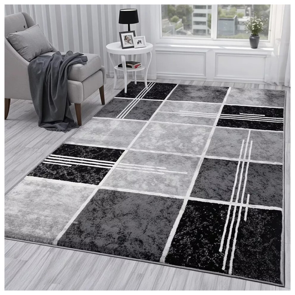 (Black, 160 x 230 cm (Large Area Rug)) Non Slip  Modern Extra Large Rugs for Bedroom Living Room Carpet Hallway Runner Rugs