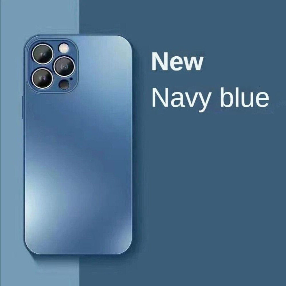 (navy blue, For iPhone 7 8) Luxury Full Lens Protection Ag Frosted Glass Cases For Iphone 15 Pro Max 14 11 12 13 Mini Xs Xr Plus Liquid Tempered Matte Shockproof Cover