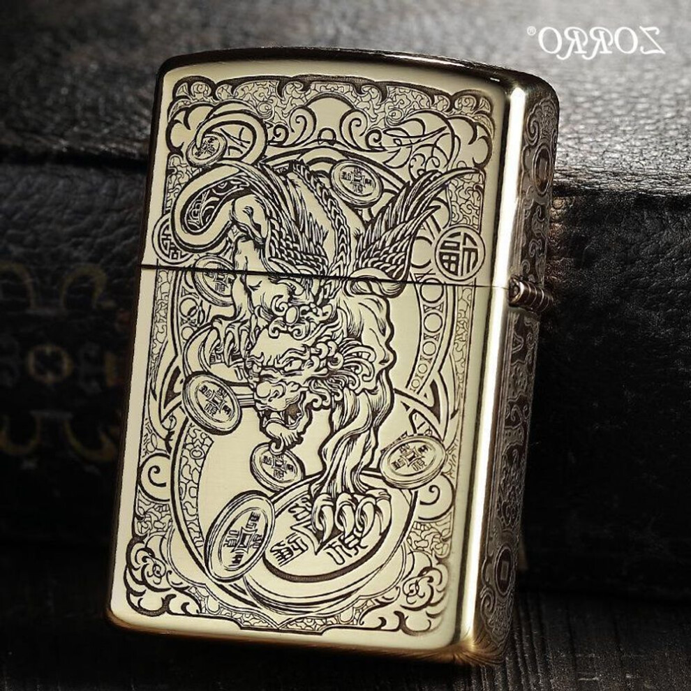 Yeuligo Zt-048A Carved Original Copper Pi Xiu Lighter Pure Copper Shell Kerosene Windproof Lighter Factory Wholesale