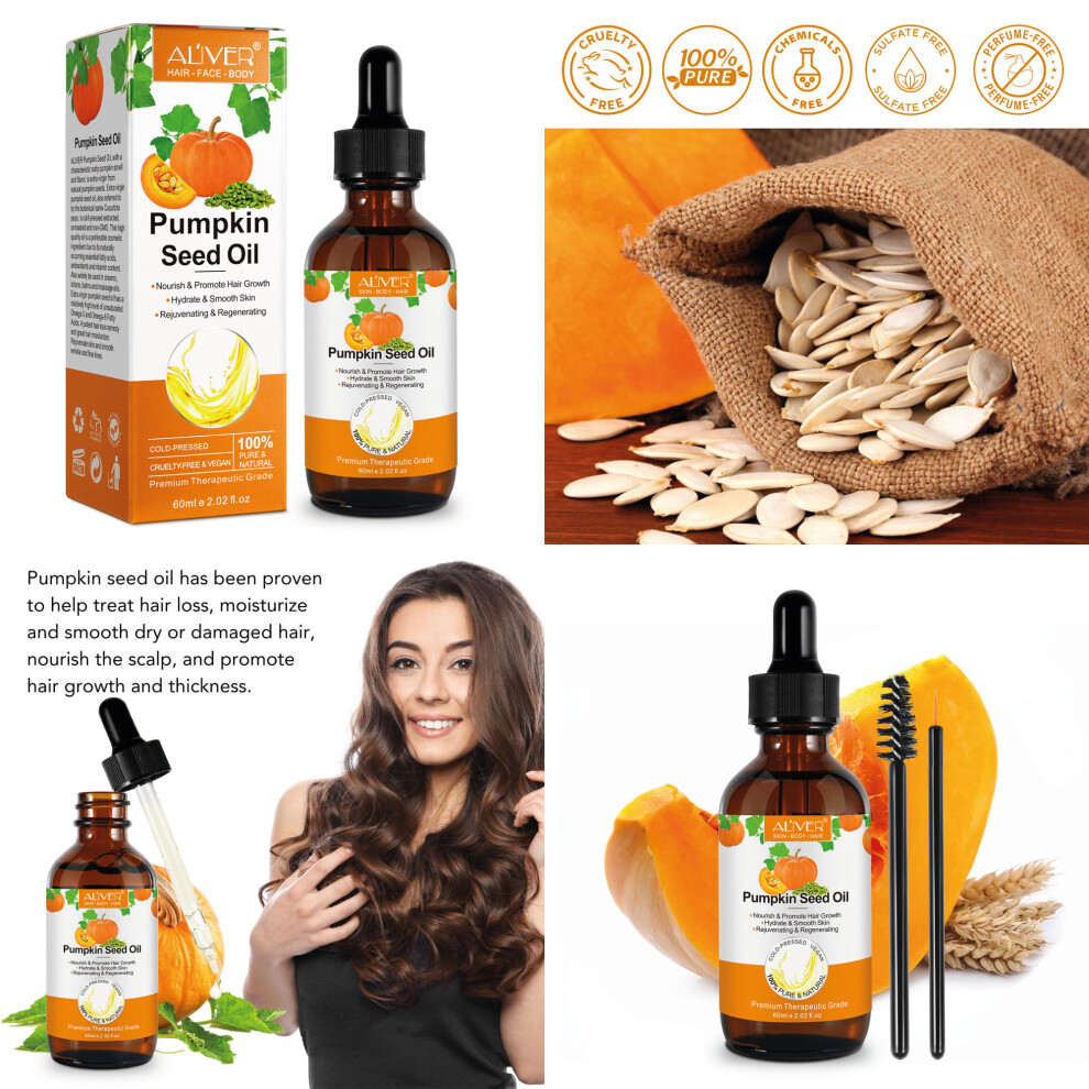 Jyw Pumpkin Seed Oil 60Ml, For Hair Growth, Eyelashes, Skin
