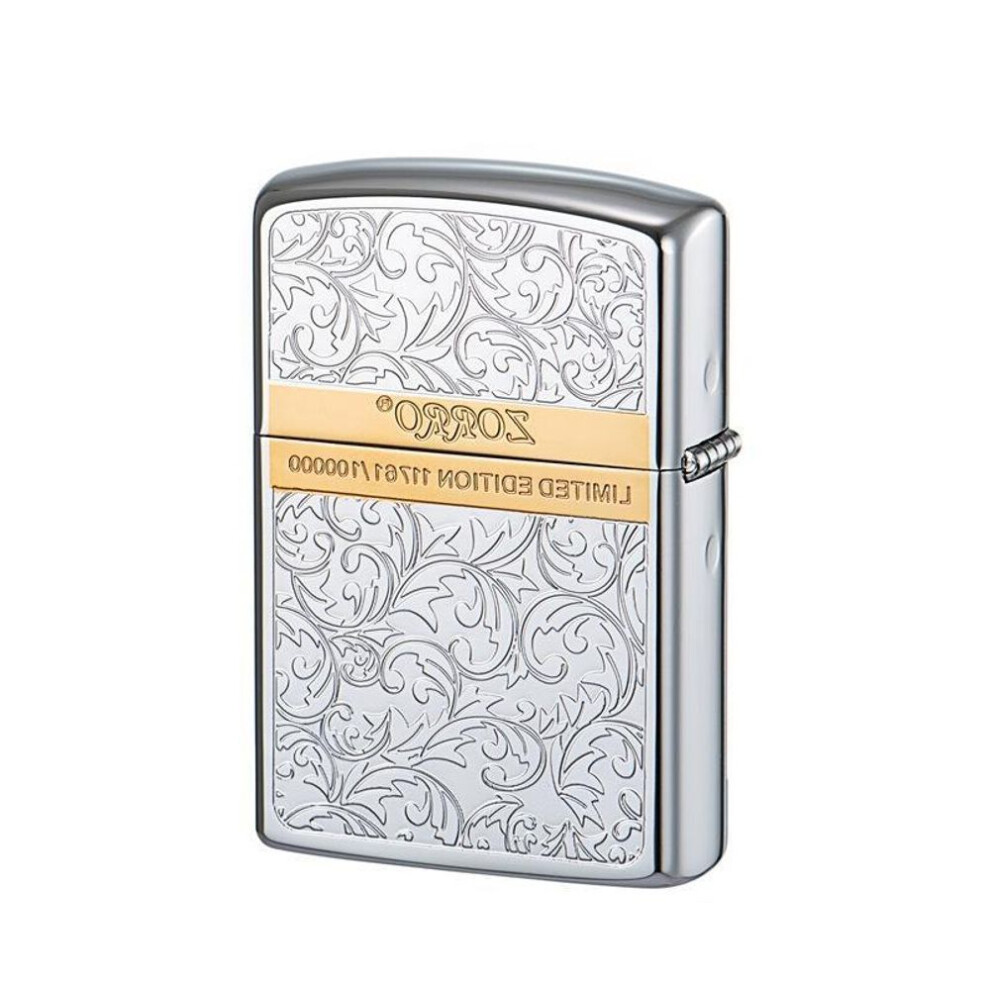 Yeuligo Z92067 Vintage Engraving Double Color Tang Grass Chrome Gold Pure Copper Shell Kerosene Windproof Lighter Manufacturers Wholesale