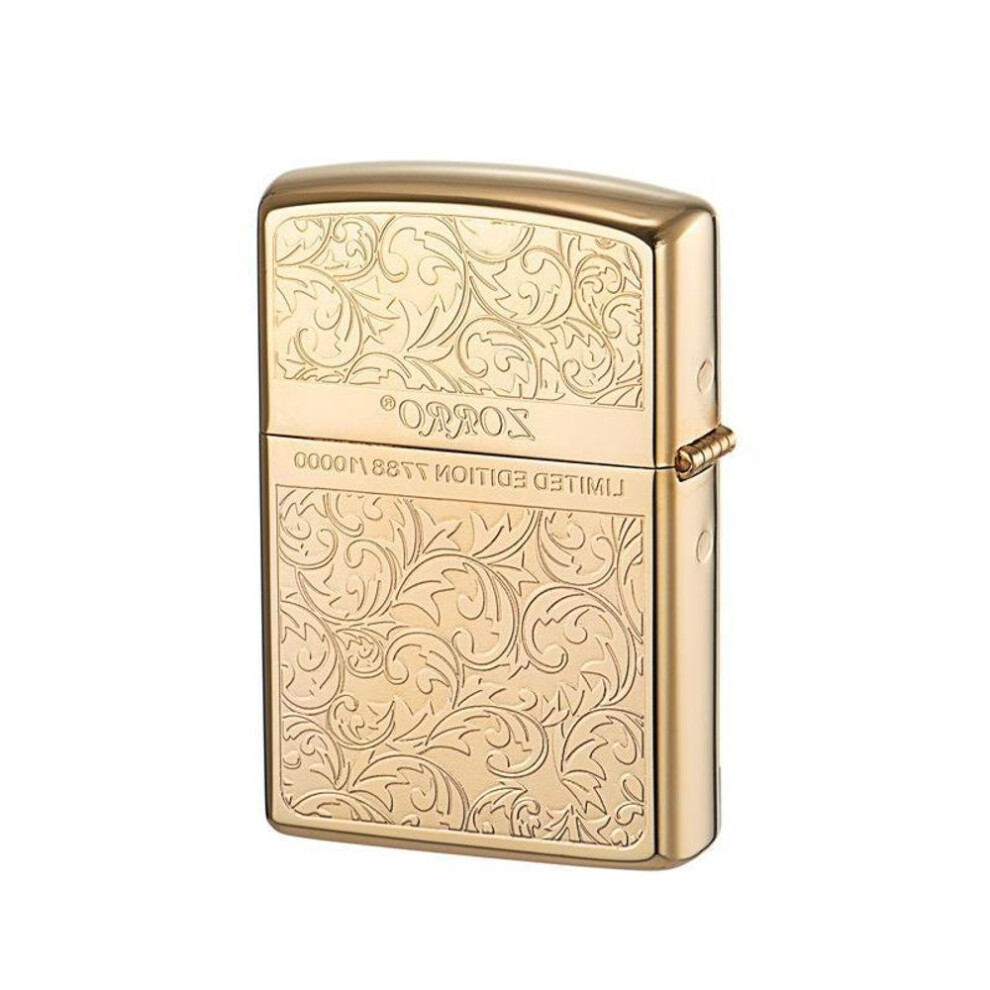 Yeuligo Z92067 Vintage Engraving Double Color Tang Grass Chrome Gold Pure Copper Shell Kerosene Windproof Lighter Manufacturers Wholesale