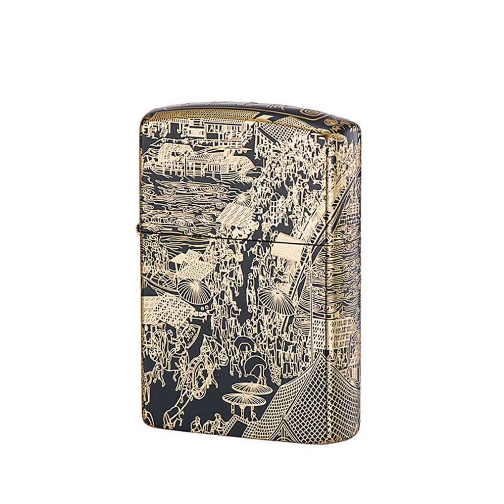 Yeuligo The Second Generation Standard Z2-1070 Luangjin On The River Map Pure Copper Engraving Kerosene Lighter Lighter