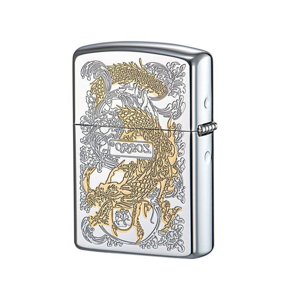 Yeuligo Z92113 Carved Classic Two-Color Tangcao Dragon Two-Color Series Pure Copper Shell Kerosene Windproof Lighter Wholesale