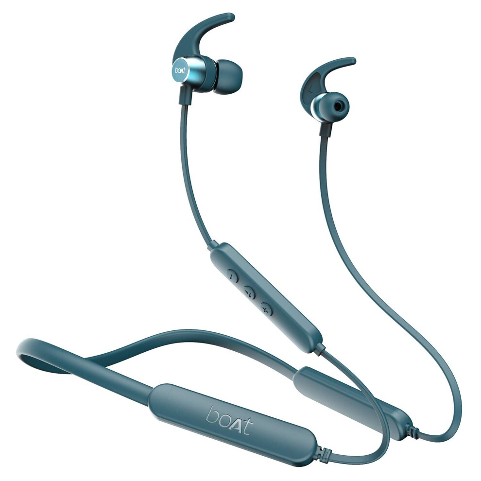 boAt Rockerz 255 Pro+ in-Ear Earphones with 40 Hours Battery, ASAP Charge, IPX7, Bluetooth Version 5.0, 10mm Drivers and Voice Assistant(Teal Green)