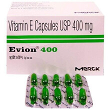 200 Evion Capsules Vitamin E For Glowing Face,Strong Hair,Acne,Nails, Glowing Skin 400mg