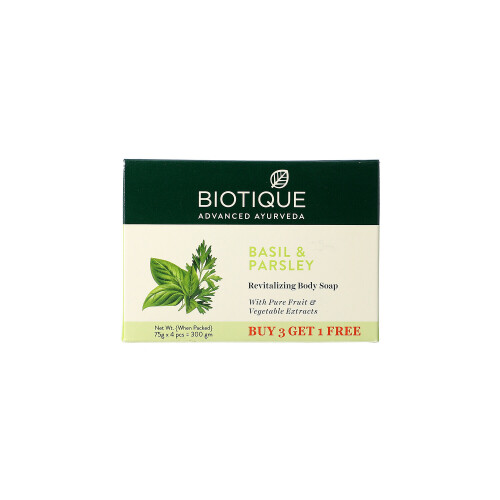 Σετ 4 τεμαχίων Biotique Bio Βασιλικός και Μαϊντανός Σαπούνι 75gm το καθένα
