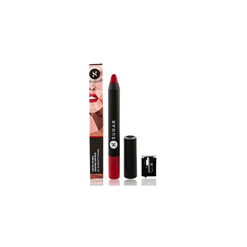 Sugar Cosmetics Red Matte As Hell Crayon Lipstick01 Scarlett O'hara (Red)Highly Pigmented, Creamy Texture, Long Lasting Matte Finish