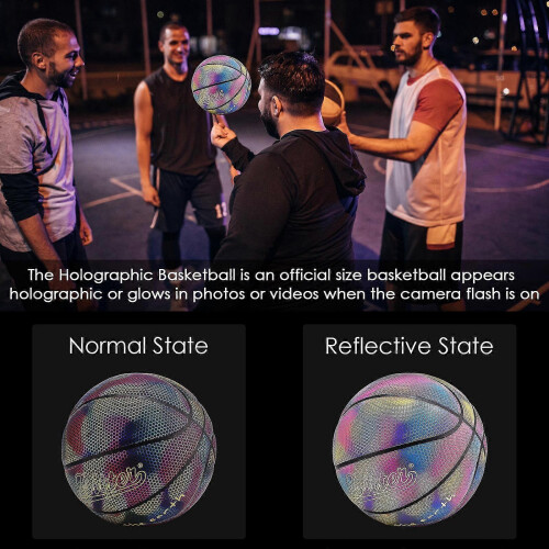 Reflective Glowing Holographic Luminous Basket Ball for Night Game 1