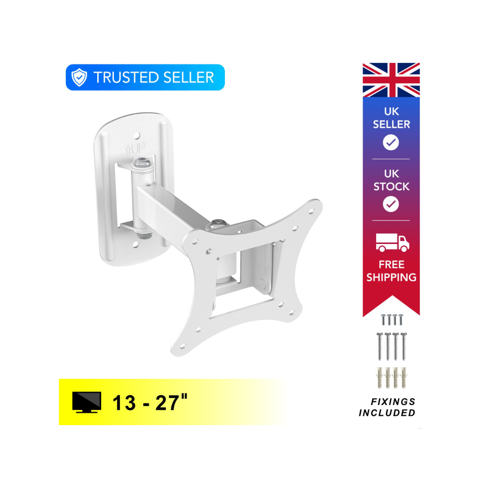 (Tilt And Turn - ) Tilt And Turn Monitor/Tv Mounts, Up To 27" White 5014117975415