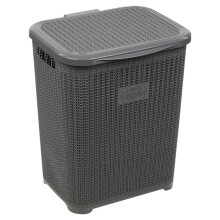 (Grey) 45L Plastic Laundry Basket Dirty Clothes Washing Storage Hamper with Handles & Lid