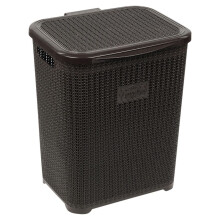 (Dark Brown) 45L Plastic Laundry Basket Dirty Clothes Washing Storage Hamper with Handles & Lid